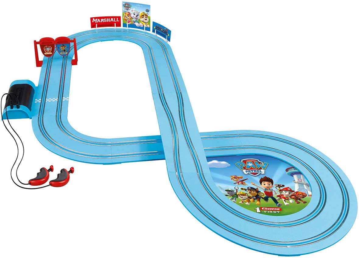 แทร็คแข่งรถสล็อต รีโมทบังคับ Carrera First Paw Patrol - Slot Car Race Track - Includes 2 Cars: Chase and Marshall