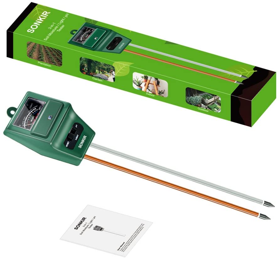 Sonkir รหัส MS-02 เครื่องวัดค่าความเป็นกรด-ด่างของดิน,3-in-1,Soil pH Meter,Soil Moisture,Light,pH Gardening Tool Kits