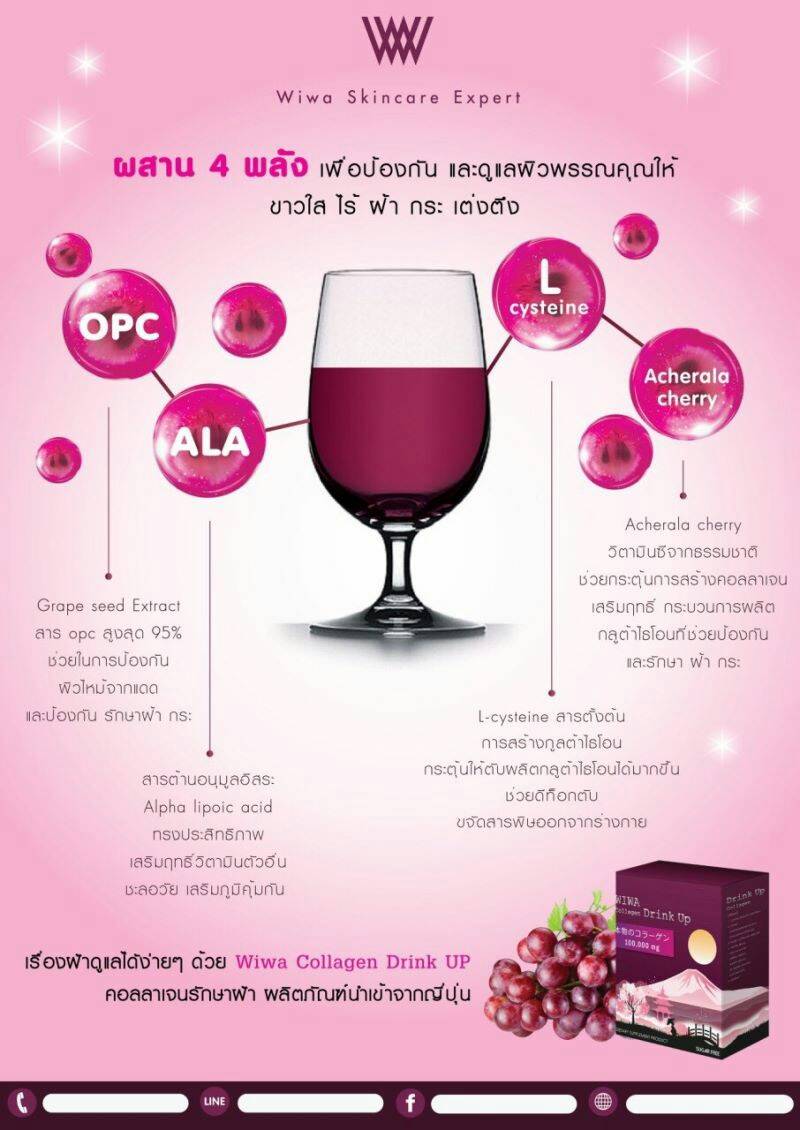 วีว่า คอลลาเจน ดริ้งอัพ (Wiwa Collagen Drink Up อาหารเสริมผิวขาวรักษาฝ้า) ส่งฟรี
