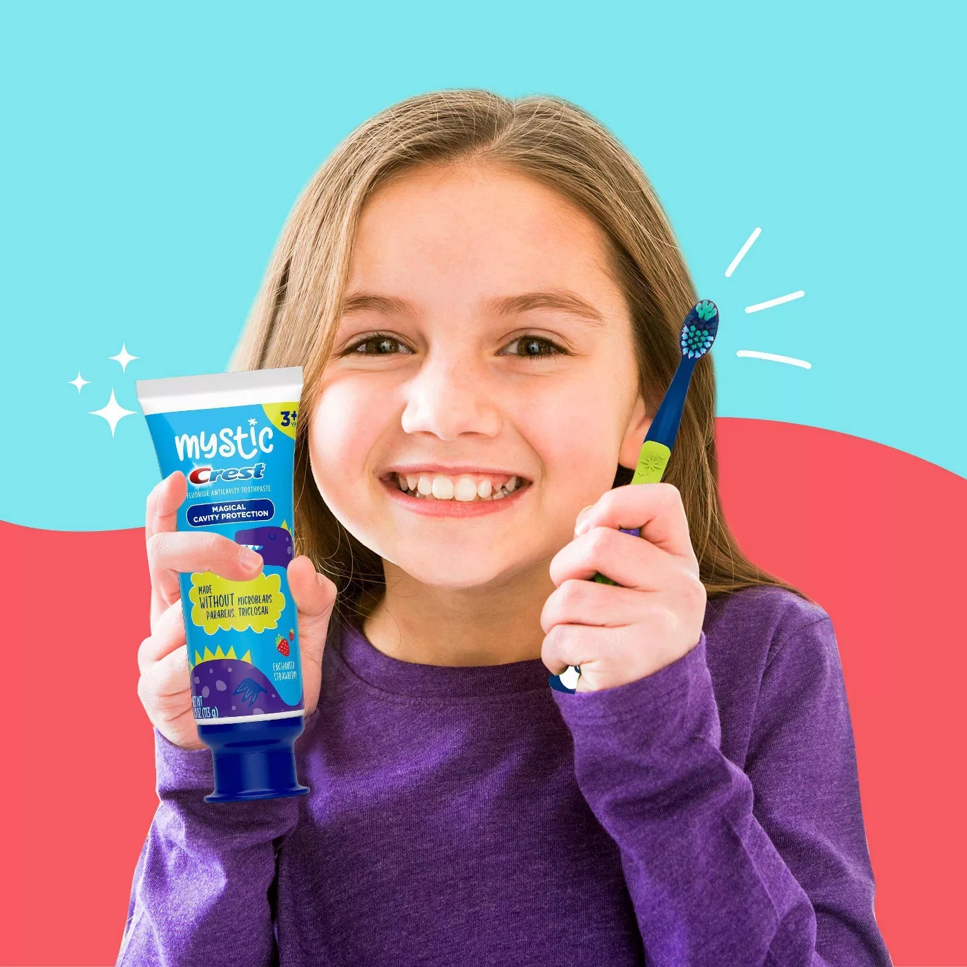 ยาสีฟัน เด็ก MYSTIC Kid's Toothpaste with Fluoride Enchanted Strawberry Flavour - 4.0 oz by Crest