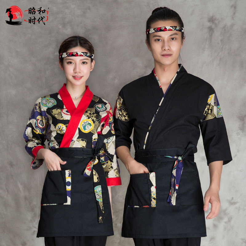 G6202006 เสื้อพนักงานร้านอาหารญี่ปุ่น เกาหลี เสื้อกิโมโน ร้านอาหารญี่ปุ่น สีภาพ S M L XL 2XL G202006 ตัว