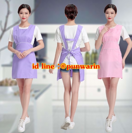 ชุดพนักงานนวดสปา ชุดพนักงานเสริมสวย เดรสผ้าป้าย สีภาพ one size S6212003 เดรสตัวนอกตัวเดียว