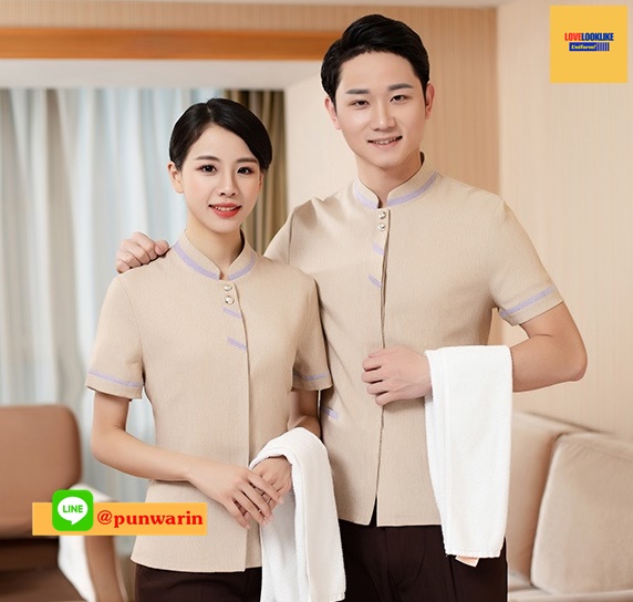 เสื้อพนักงานโรงแรม เสื้อแม่บ้าน เสื้อพ่อบ้าน เบลล์ สีภาพ L-6XL D6205001 เสื้อตัวเดียว