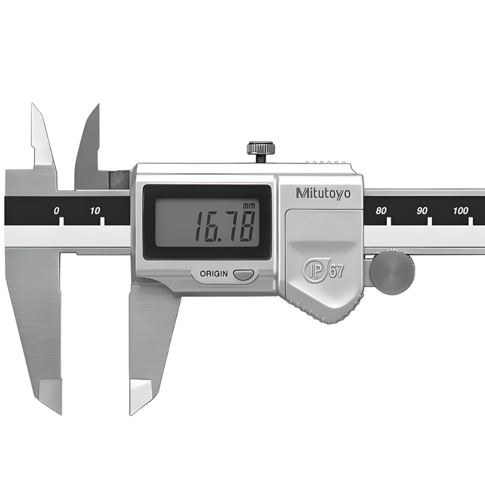 Mitutoyo รหัส 500-703-20 เวอร์เนียร์คาลิปเปอร์ดิจิตอลแบบกันฝุ่นและน้ำ, Metric IP67 digital caliper,range:0～200,resolution:±0.02mm,without SPC data,w/thumb roller