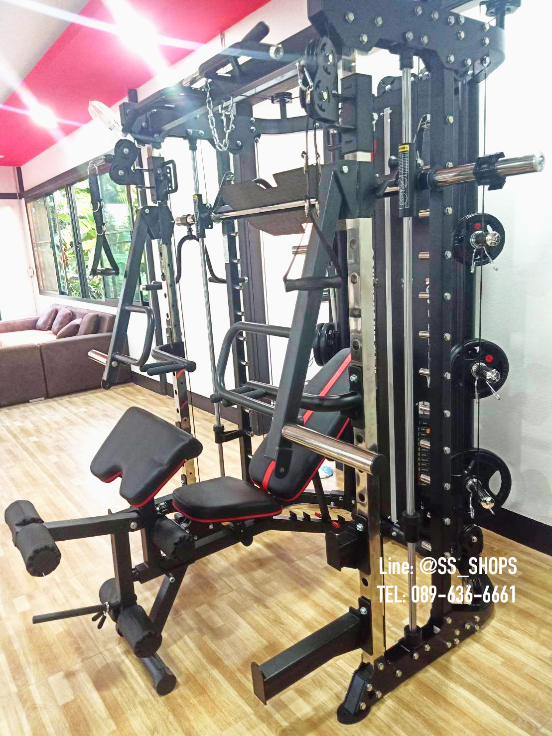 Smith Machine IMAGG 97 + ม้านั่ง819A + แผ่นน้ำหนัก50kg, สมิทแมชชีน