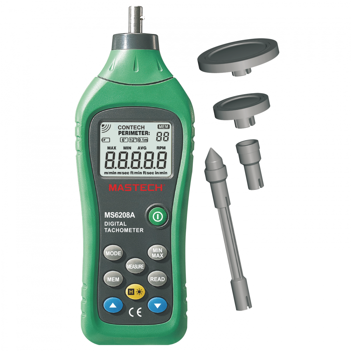 Mastech รุ่นMS-6208Aเครื่องวัดความเร็วรอบมอเตอร์แสดงผลแบบตัวเลข,Digital Tachometer Contact type,Meas.range:50～19999 RPM