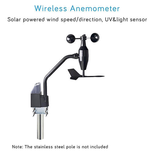 ECOWITT รุ่น WS68 Wireless Solar Powered Anemometer with Light & UV Sensor - Accessory Only, Can Not Be Used Alone