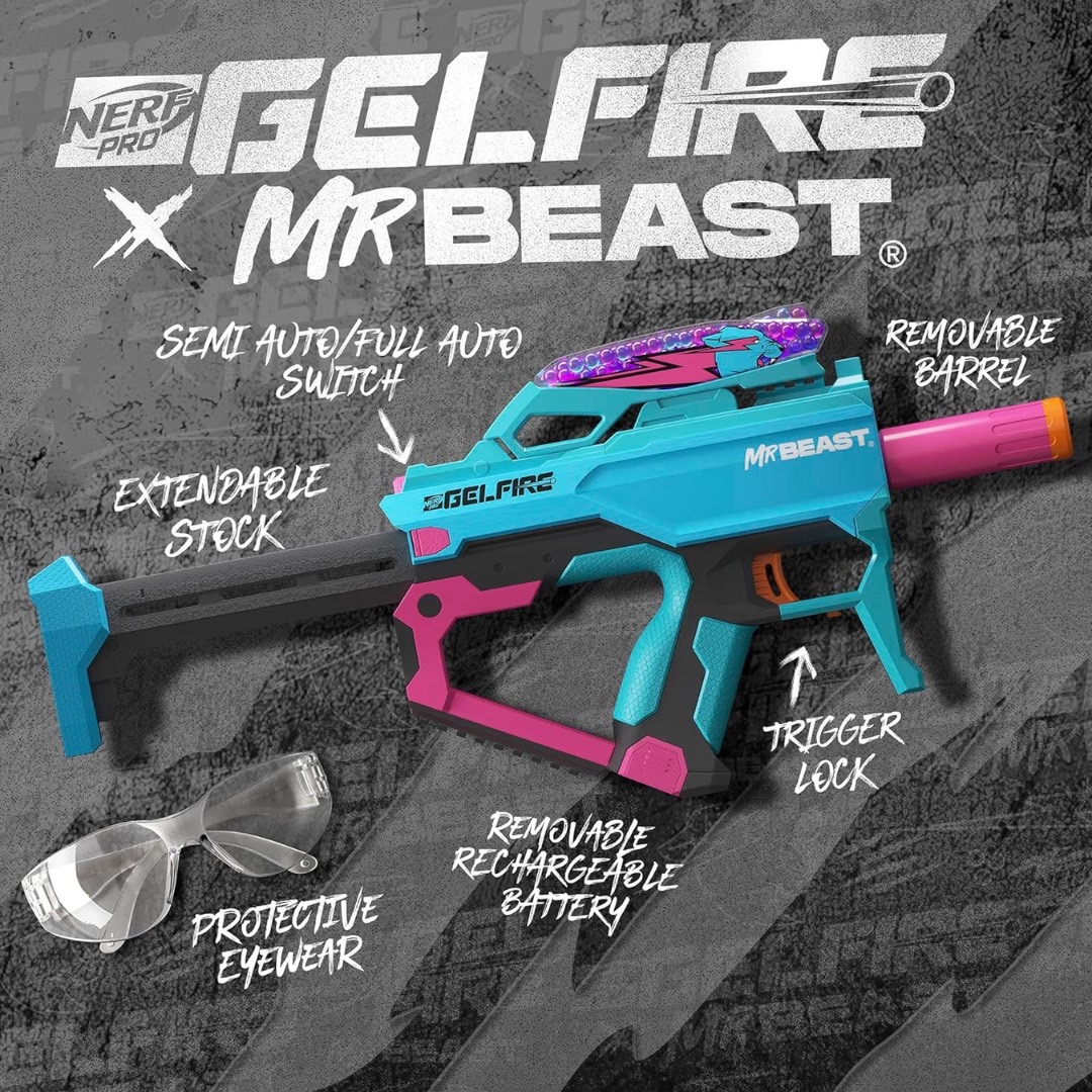 NEW ‼ Mr.Beast 🔥จาก🇺🇸 🔫 NERF Pro Gelfire X MrBeast Full Auto Blaster & 20,000 Gelfire Rounds ราคา 3,490 บาท