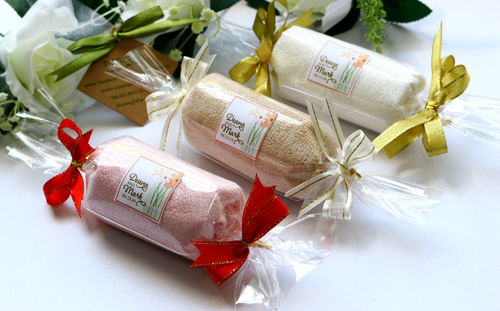 ผ้าเช็ดหน้าใยไผ่ ของชำร่วยงานแต่ง