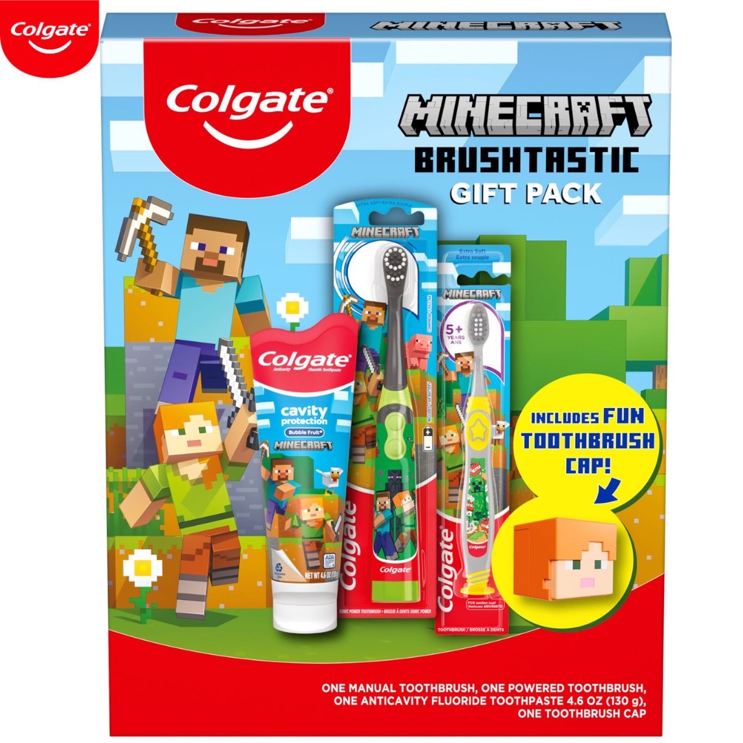 นำเข้า 🇺🇸 Colgate Kids Toothbrush Set Minecraft Gift Set - ชุดแปรงสีฟันเด็กคอลเกตไมน์คราฟต์รสมิ้นต์ ราคา 990 บาท/เซท