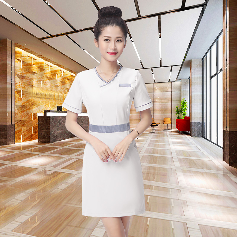ชุดพนักงานนวดสปา ชุดพนักงานเสริมสวย ชุดทำงาน ชุดสูท ชมพูอ่อน S-3XL S6306002 ชุด