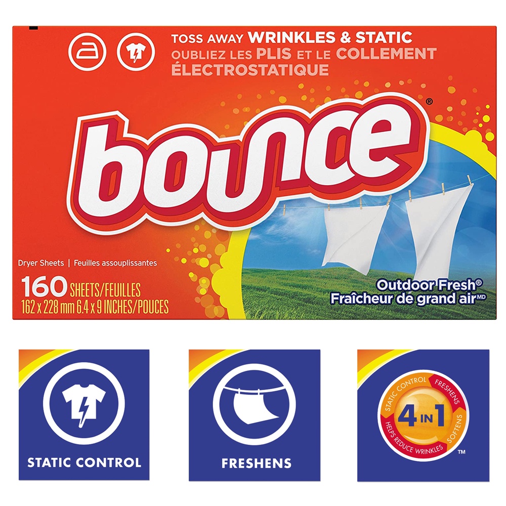 แผ่นหอมปรับผ้านุ่ม ใส่ในเครื่องอบผ้า 160 แผ่น Bounce dryer sheets