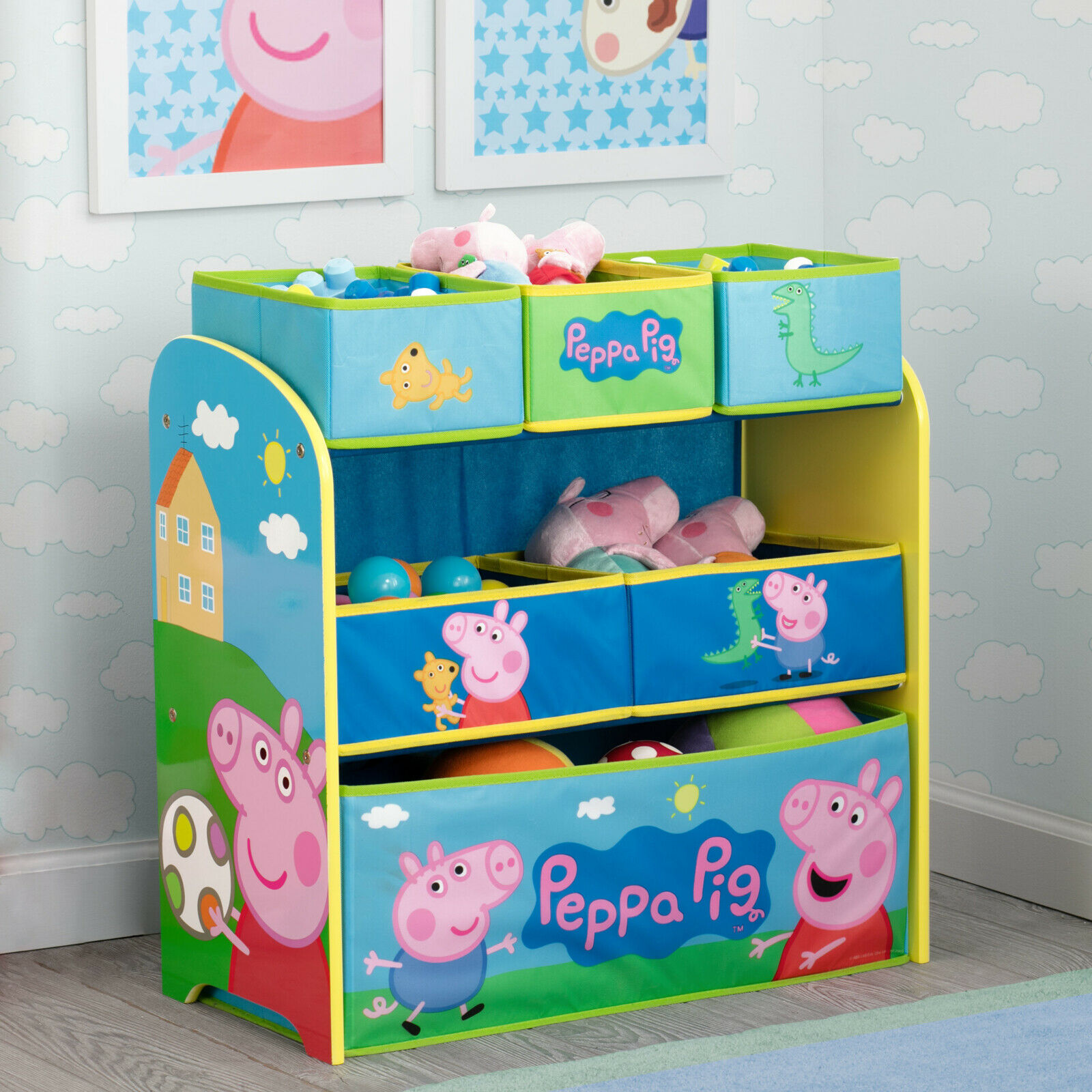 Peppa Pig Multi-Bin Toy Organizer, Kids Room Storage Organizer by Delta Children