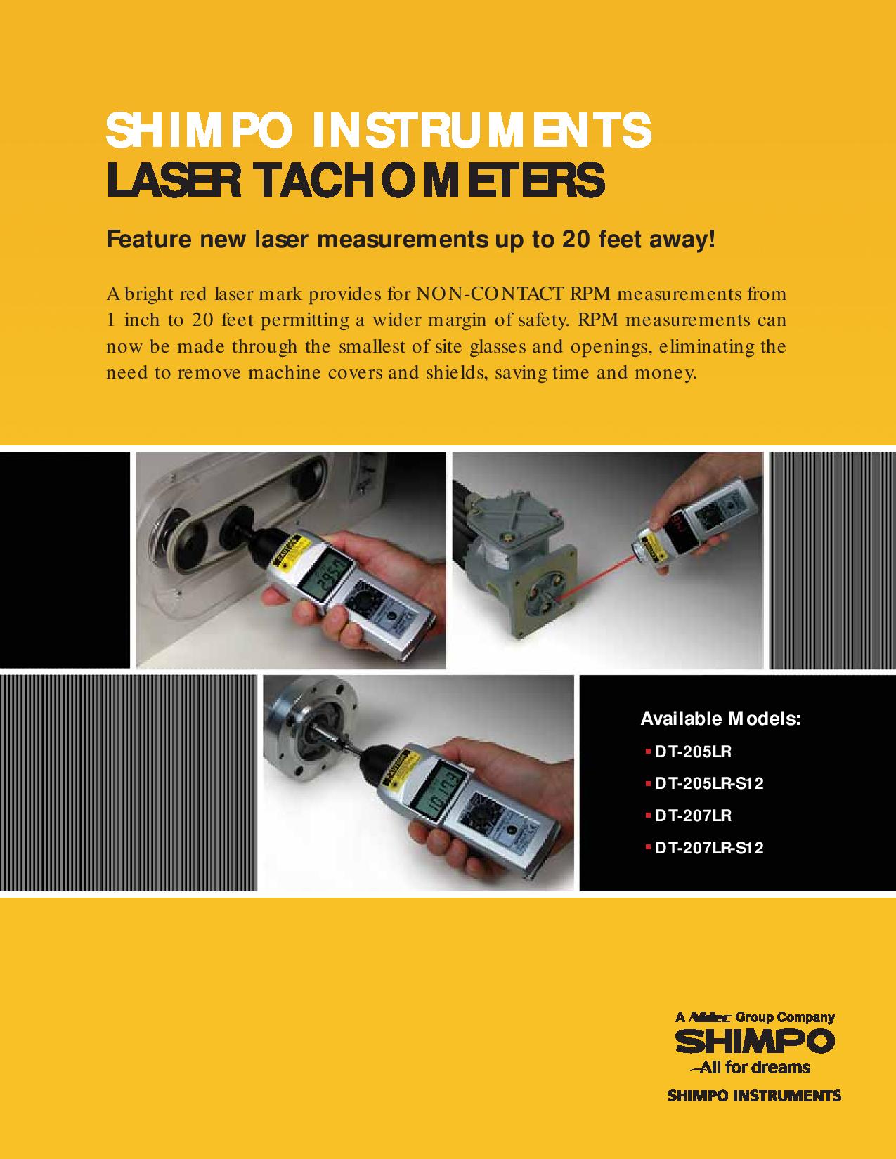 NidecShimpo รุ่นDT-205LR-S12เครื่องวัดวามเร็วขนาดล้อหมุน12นิ้ว,รอบHandheld Contact/Non-Contact LCD Tachometer LCD Display.