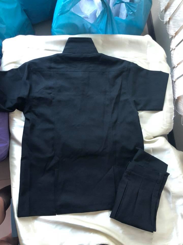 K6109001 ชุดซาฟารีชายสีดำ สีกรมท่า คุณภาพดีเกรดเอ พร้อมส่ง ดำ กรมท่า S M L XL XXL K6109001 ชุด