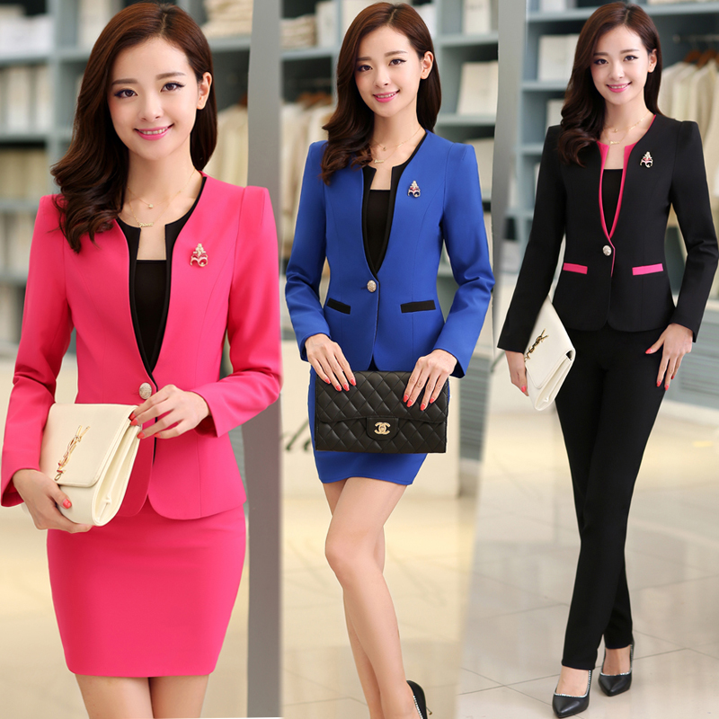 ชุดพนักงานออฟฟิต ชุดทำงาน ชุดสูท ชุดพนักงานต้อนรับ ชุดทำงาน สีภาพ S-5XL N6202024 ชุด