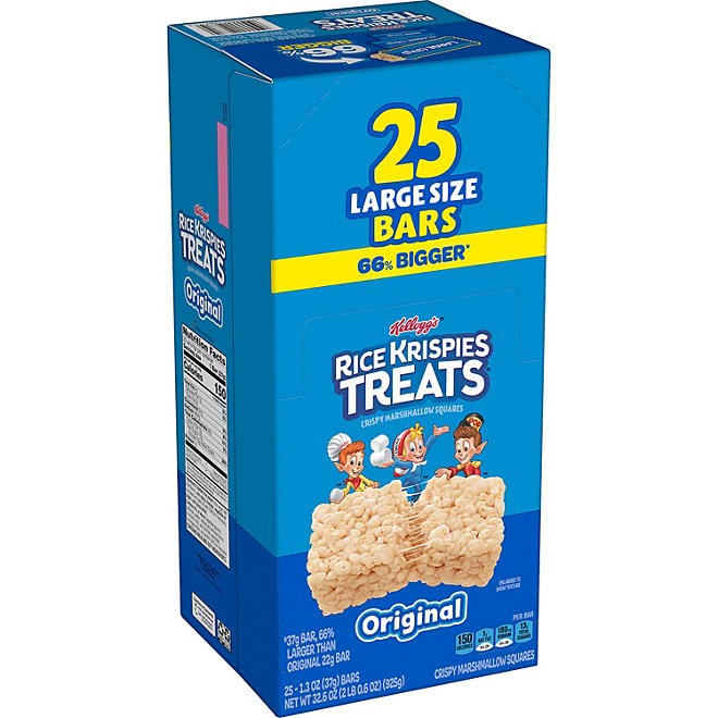 ขนมอร่อยนำเข้า🇺🇸 25ชิ้นข้าวพองกรอบผสมมาร์ชเมลโล่ Kellogg's Rice Krispies Treats (1.3 oz., 25 ct.) บรรจุ 25 ชิ้น