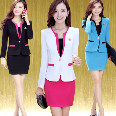 ชุดพนักงานออฟฟิต ชุดทำงาน ชุดสูท ชุดพนักงานต้อนรับ ชุดทำงาน สีภาพ S-5XL N6202024 ชุด