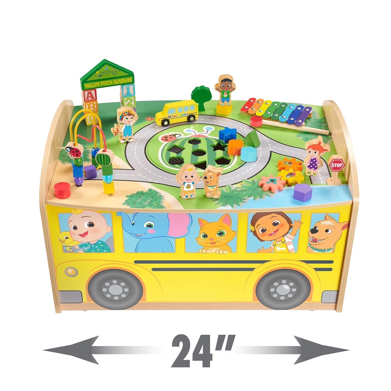 โต๊ะกิจกรรมบล็อคต่อไม้CoComelon Wheels on The Bus Wooden Activity Table, Recycled Wood, Officially Licensed Kids Toys , Ages 18 Month ราคา 4,990 บาท