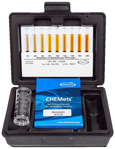 CHEMets รหัสสินค้าK-6702ชุดทดสอบคุณภาพน้ำค่าโมลิบเดต,Mo Molybdate Visual Kit,Meas.range:2～24ppm