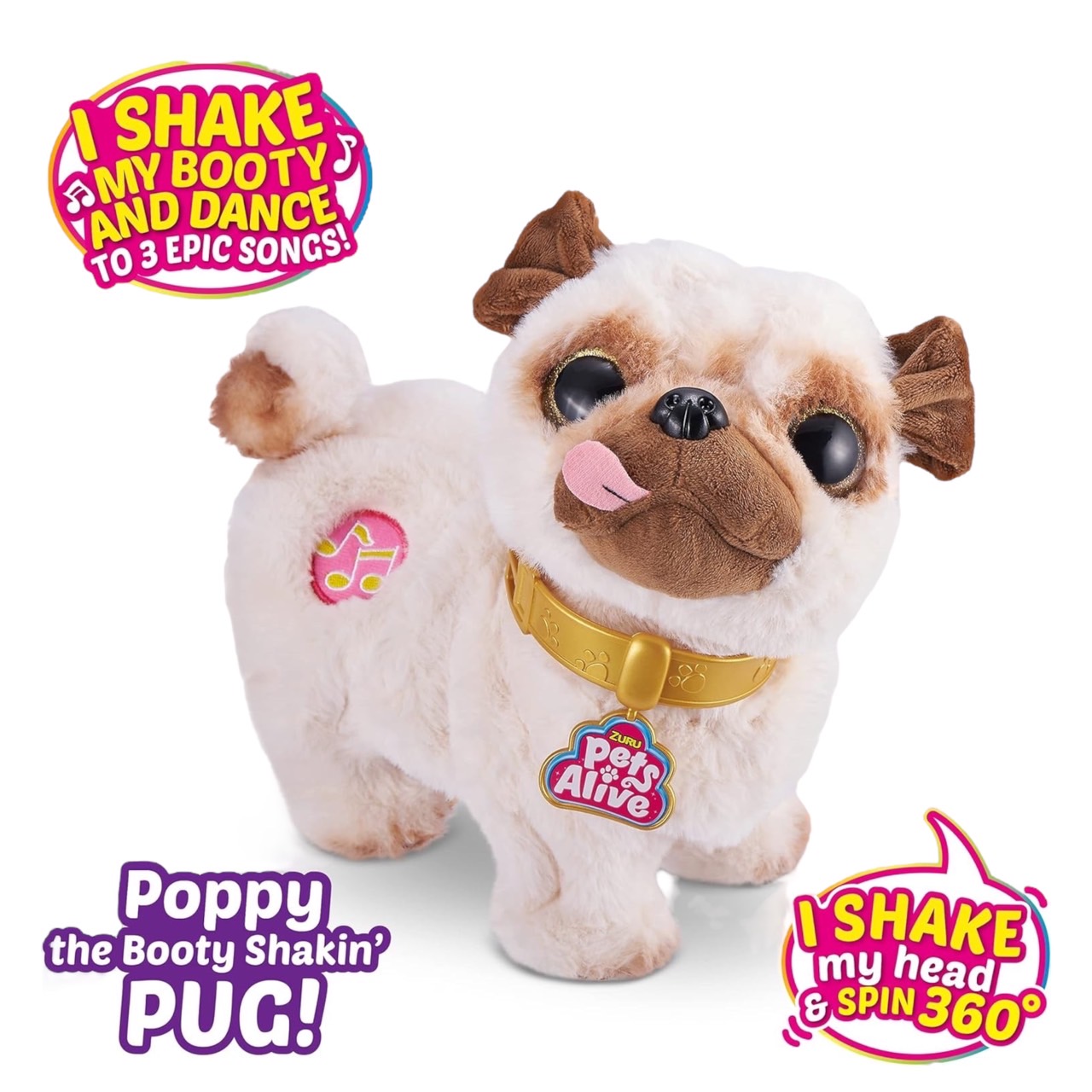สัตว์เลี้ยงหมานักแดนซ์Pets Alive Poppy The Booty Shakin’ Pug – Interactive Dancing Plush Puppy by ZURU ราคา 2,290 บาท