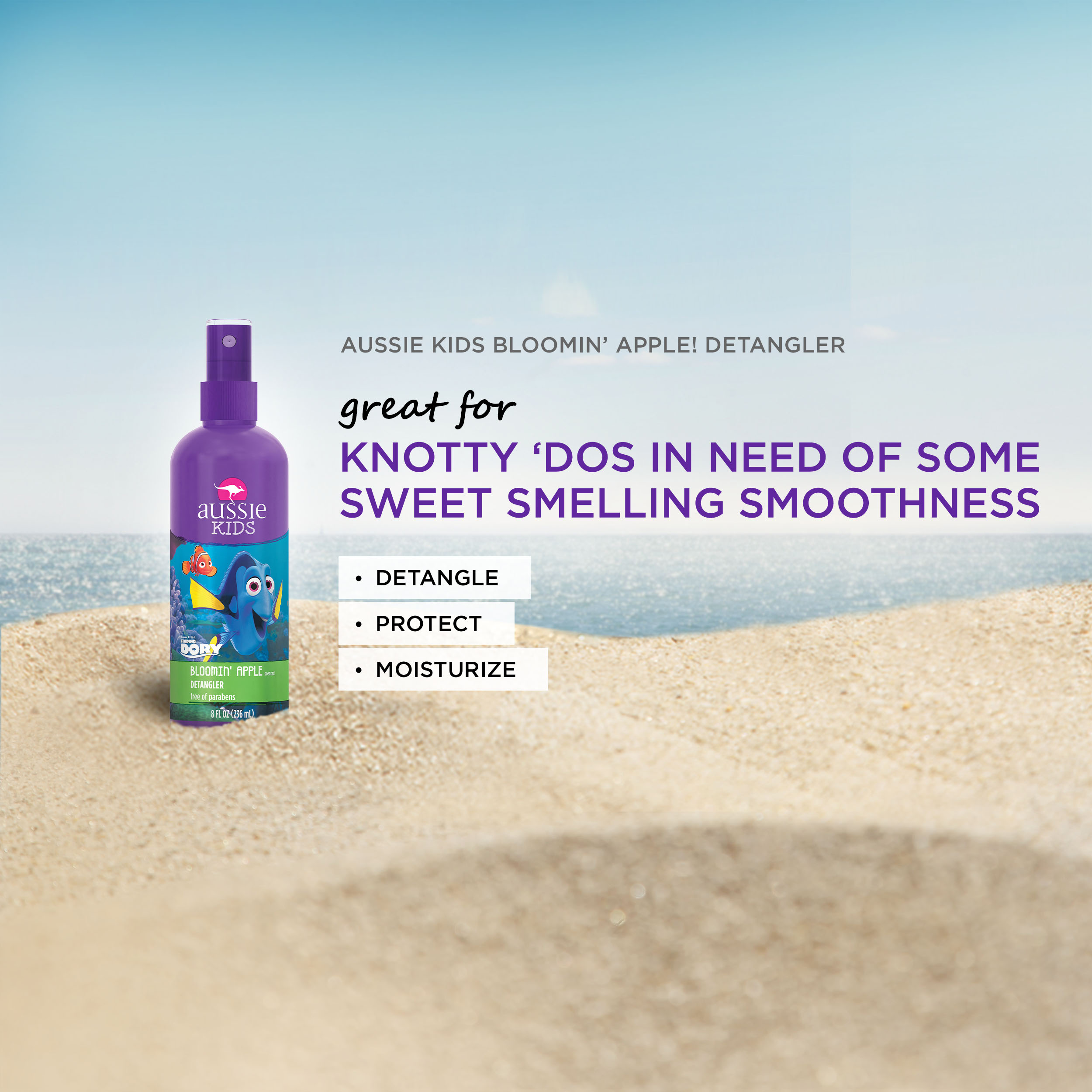 สเปรย์ป้องกันผมพันกัน Aussie Kids Bloomin' Apple Detangler, Paraben Free, 8 Fl Oz