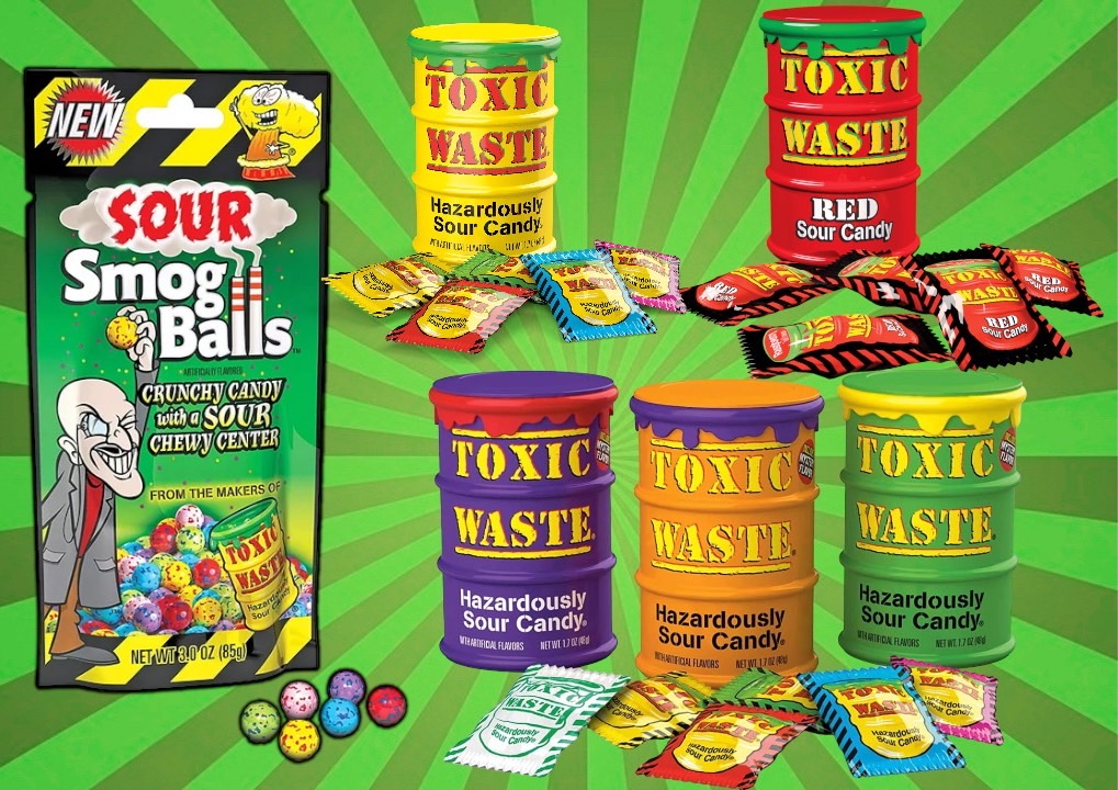 ใหม่(new)ขนมยอดฮิตอมริกาTOXIC WASTE Drums Sour Candy1.7oz ราคากระปุกละ : 200 บาท