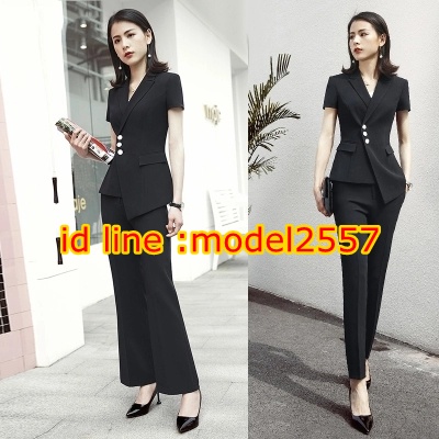UP6112001 ชุดสูทสีขาวดำ สาวทำงานเกาหลีงานพรีเมี่ยม ขาว ดำ S-4XL UP6112001 ตัว