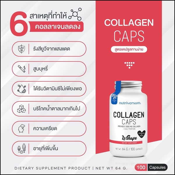 Collagen Caps Wshape คอลลาเจนผิวใส (ส่งฟรี)