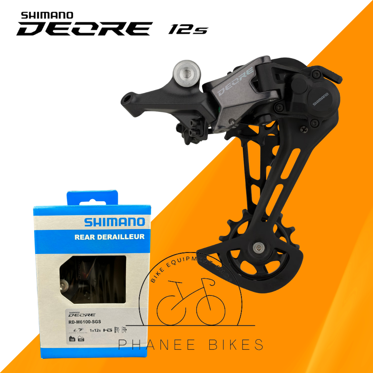 ตีนผี SHIMANO DEORE รุ่น RD-M6100-SGS, ขายาว 12-Speed