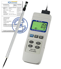 PCE รุ่น009-ICA incl. ISO Calibration Certificate Thermal เครื่องวัดความเร็วลมAnemometer Data Logger