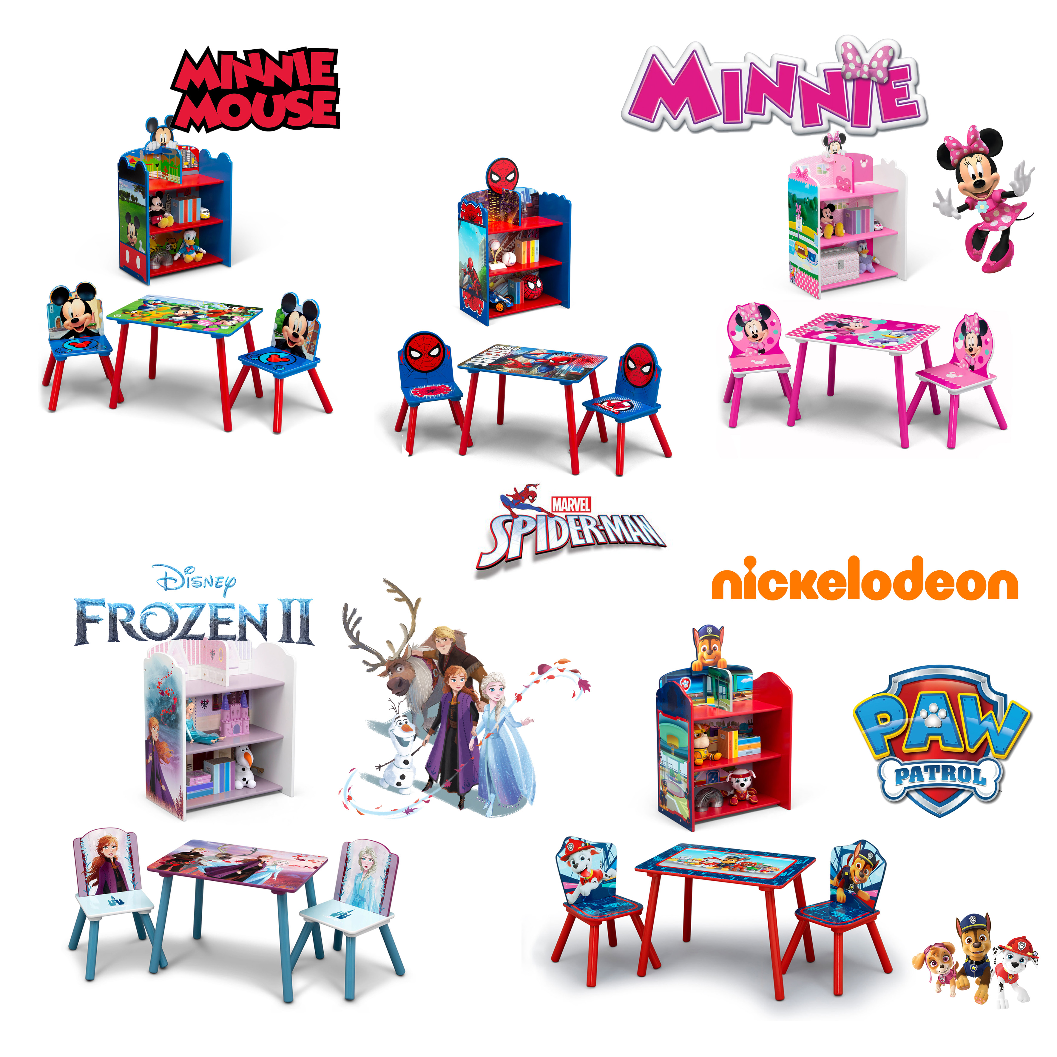 ชุดห้องเด็กลายการ์ตูนตัวโปรด Playroom Set Includes Table and 2 Chair Set and 3-Shelf Playhouse Bookcase ราคา 3,990 บาท