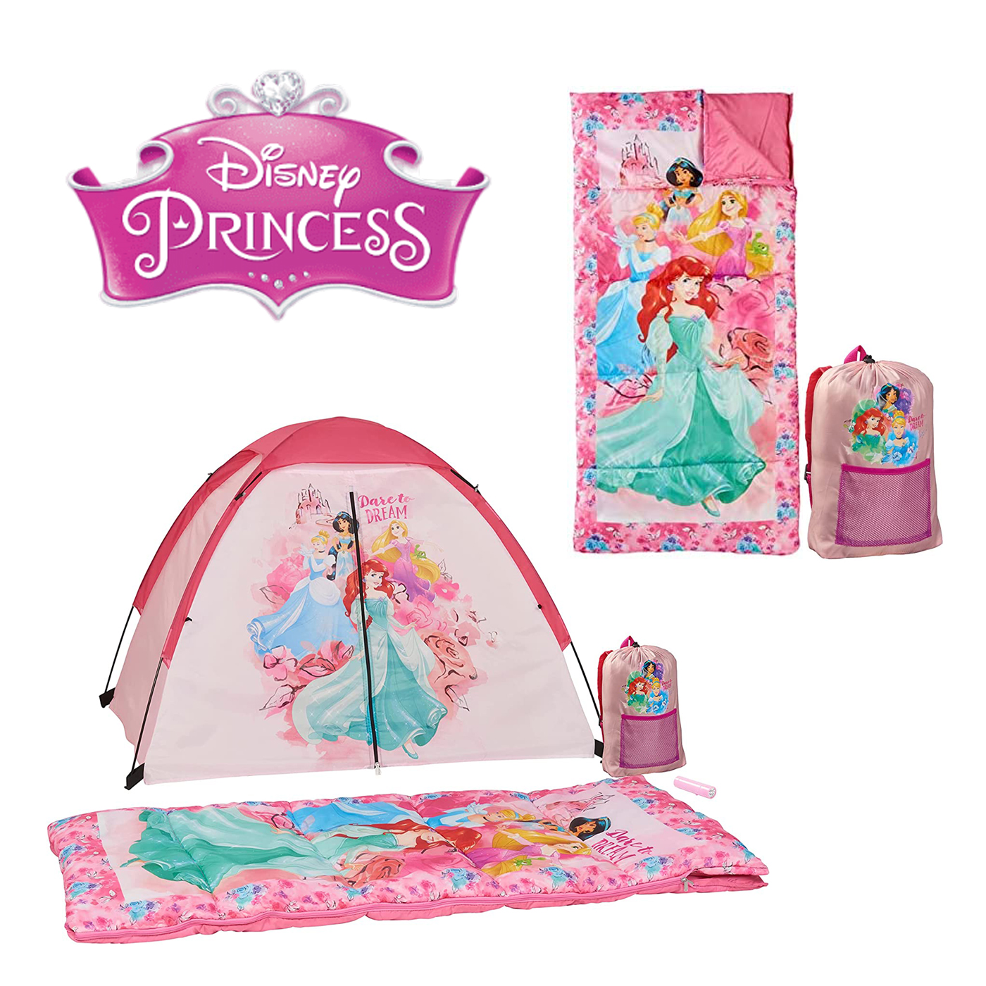 เต็นท์ เจ้าหญิง พร้อมถุงนอน ลายเจ้าหญิง Disney Princess Kids Camp Set - Tent, Backpack