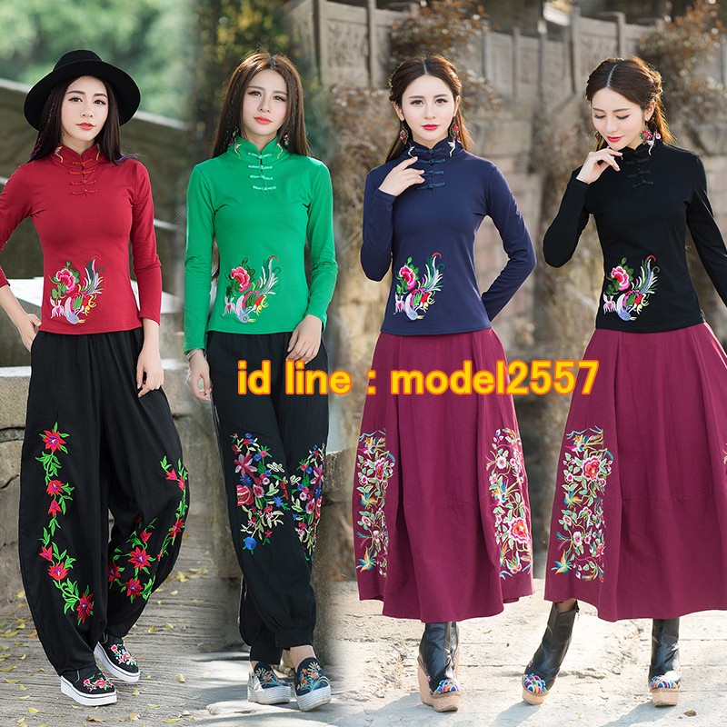UM6102020 เสื้อยืดแขนยาวโมฮีเมียน เย็บปักถักร้อยชาติพันธุ์ UM6102020 ตัว
