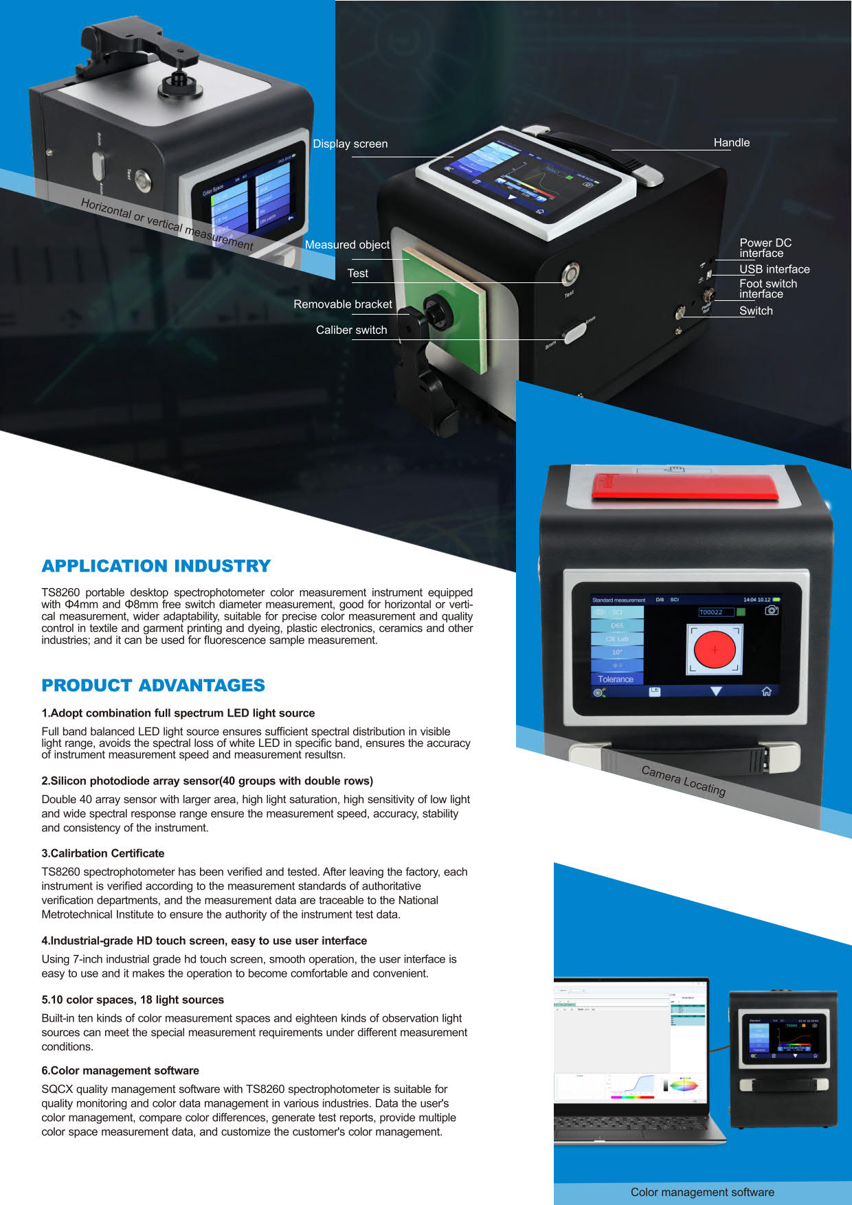 3nh รุ่นTS8260เครื่องสเปกโทรโฟโตมิเตอร์แบบตั้งโต๊ะขนาดกระทัดรัดPortable Desktop Spectrophotometer/Geometry D/8,Wavelength Range:400~700nm