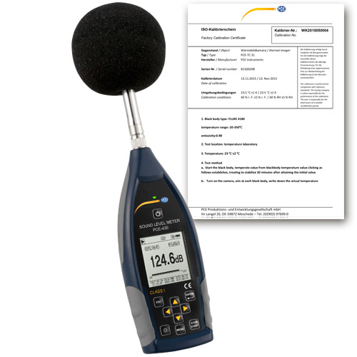 PCE รุ่น430-ICA incl. ISO Calibration Certificate Class 1 Data-Loggingเครื่องวัดระดับความดังของเสียงเดซิเบลDecibel Meter