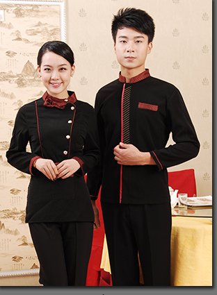 F6002004 เครื่องแบบชุดฟอร์มพนักงานร้านอาหารกาแฟโรงแรม แขนสั้นผ้าฝ้ายกระดุมหน้า (พรีออเดอร์) รอสินค้า 3 อาทิตย์หลังโอน F6002004 ตัว