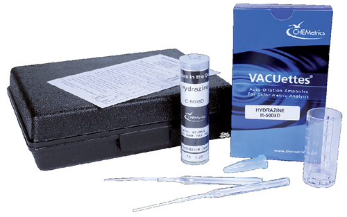 CHEMets รหัสสินค้าK-5005Bชุดทดสอบคุณภาพน้ำค่าไฮดราซีน,Hydrazine Visual High Range Kit,Meas.range:0～50ppm