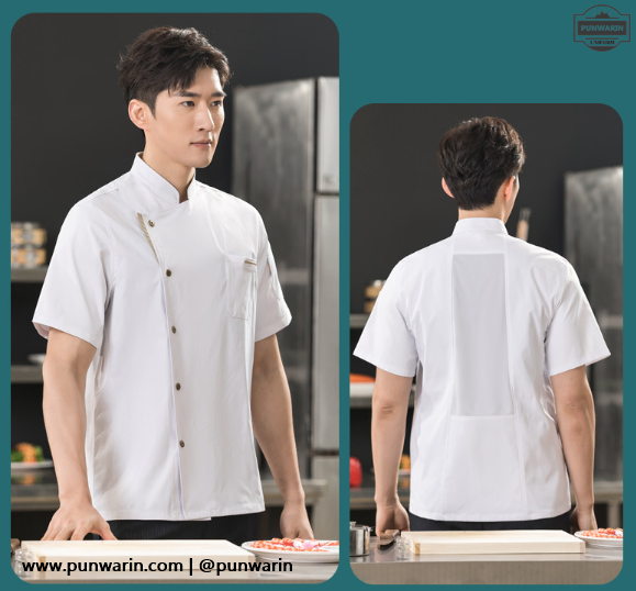 เสื้อเชฟ เสื้อพ่อครัว เสื้อแม่ครัว เสื้อพนักงานทำอาหาร เสื้อกุ๊ก สไตล์จีน ดำ ขาว เทา M-4XL C6709004 เสื้อ **2 ตัวขึ้นไป