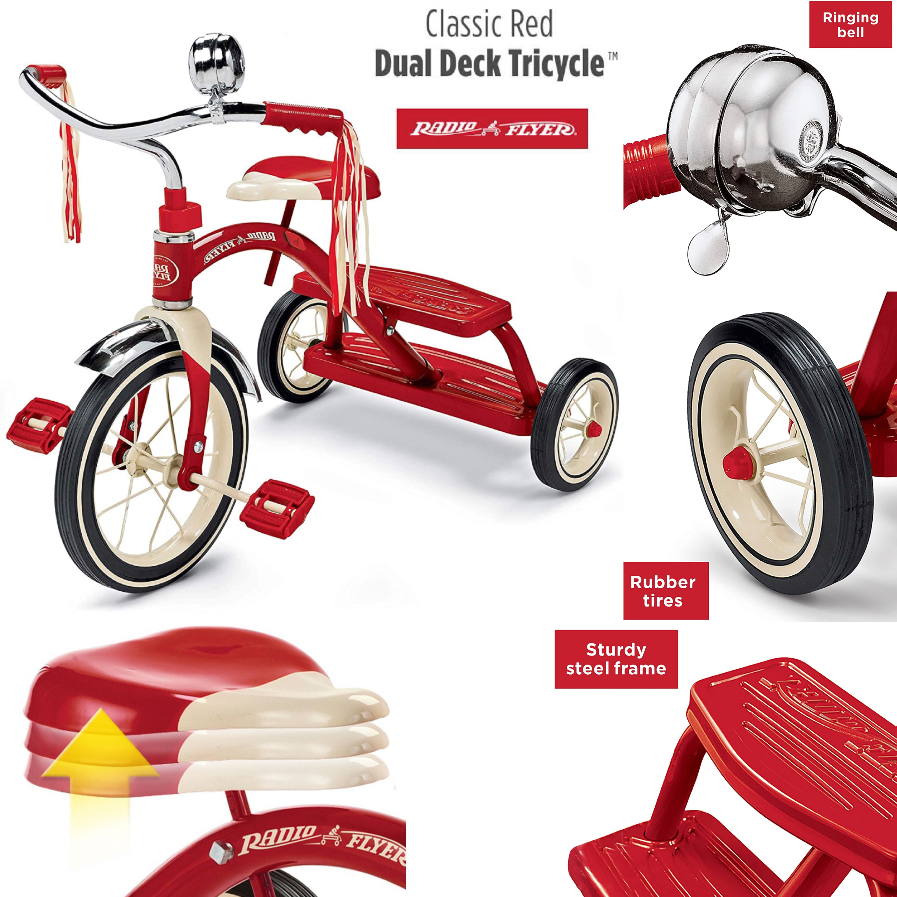 รถจักรยานสามล้อ Radio Flyer รุ่น Classic Red Dual Deck Tricycle สีแดง