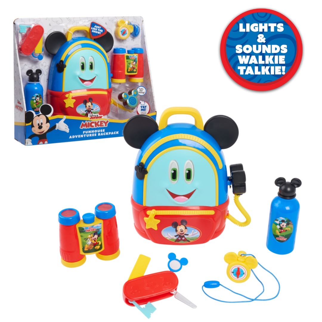 นำเข้า 🇺🇸 ผจญภัยไปกับมิกกี้เซ็ตกระเป๋าเป้ Disney Junior Mickey Mouse Funhouse – มาพร้อมไฟ เสียง และอุปกรณ์โชว์จินตนาการ 5 ชิ้น สำหรับ 3 ปีขึ้นไป ราคา 1,490 บาท