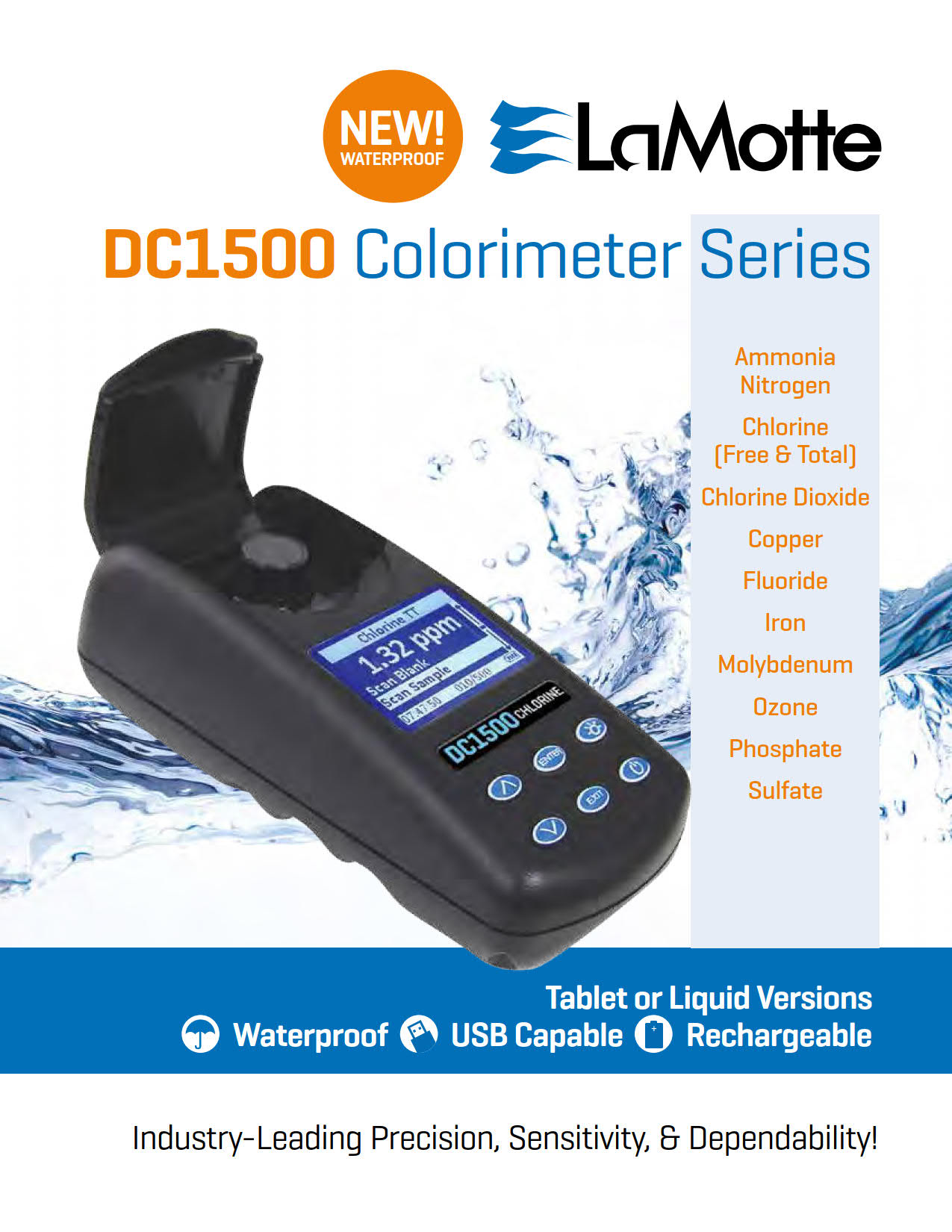 Lamotte รุ่น DC-1500-Chlorine(Cl) เครื่องวัดสารคลอรีนในน้ำ,Chlorine (free&total),colorimeter lab/Liquid reagents,meas.range:0～5.0,(code:3240)