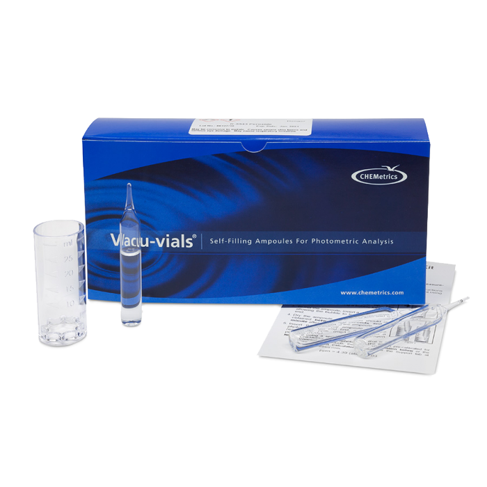 CHEMets รหัสสินค้าK-7423ชุดทดสอบโอโซนด้วยขวดแก้วสุญญากาศ,Ozone Vacu-vials Kit,Meas.range:0～5.00 ppm.