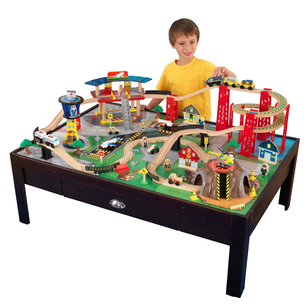 โต๊ะกิจกรรมรถไฟ KidKraft Airport Express Espresso Train Set & Table