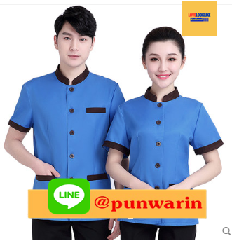 ชุดพนักงานทำความสะอาดแขนสั้นโรงแรม รีสอร์ทร้านอาหาร ฟ้า น้ำตาล แดง L-4XL D6209007 ตัว