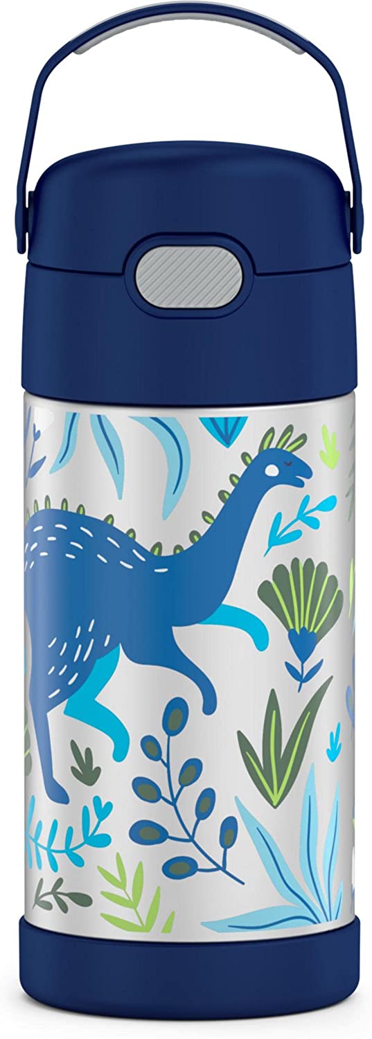 กระติกดูดน้ำแตนเลสหุ้มฉนวนสุญญากาศยี่ห้อ Thermos ของแท้ขนาด 12 ออนซ์ ลาย Dinosaur Kingdom ราคา 990 - บาท