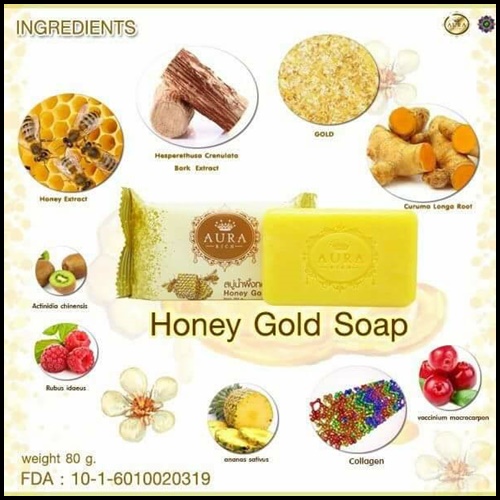 สบู่น้ำผึ้งทองคำ ออร่าริช Honey Gold Soap by Aura rich