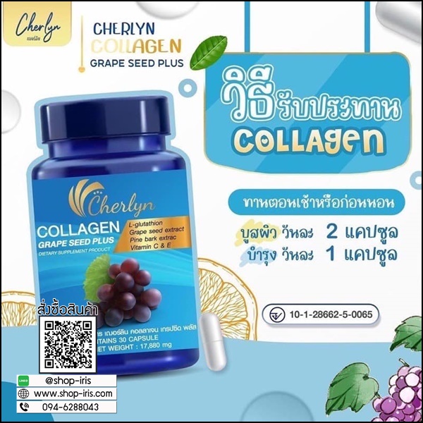 เฌอร์ลิน คอลลาเจน Cherlyn Collagen Grape Seed Plus
