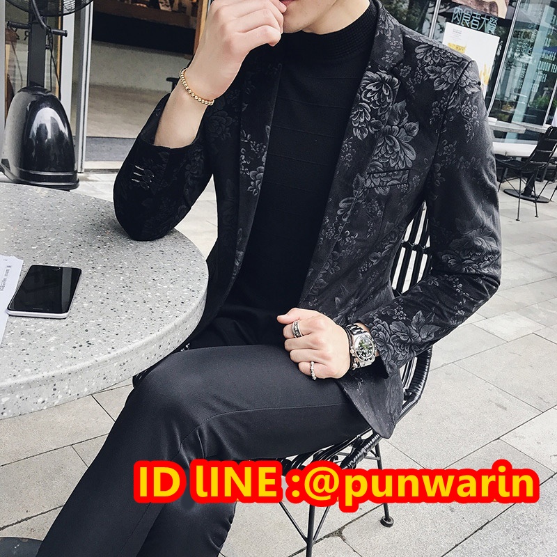 เสื้อสูทลำลองผู้ชายเสื้อสูทงานเลี้ยงพิมพ์ลายแบบตะวันตก JM6102015 ชิ้น