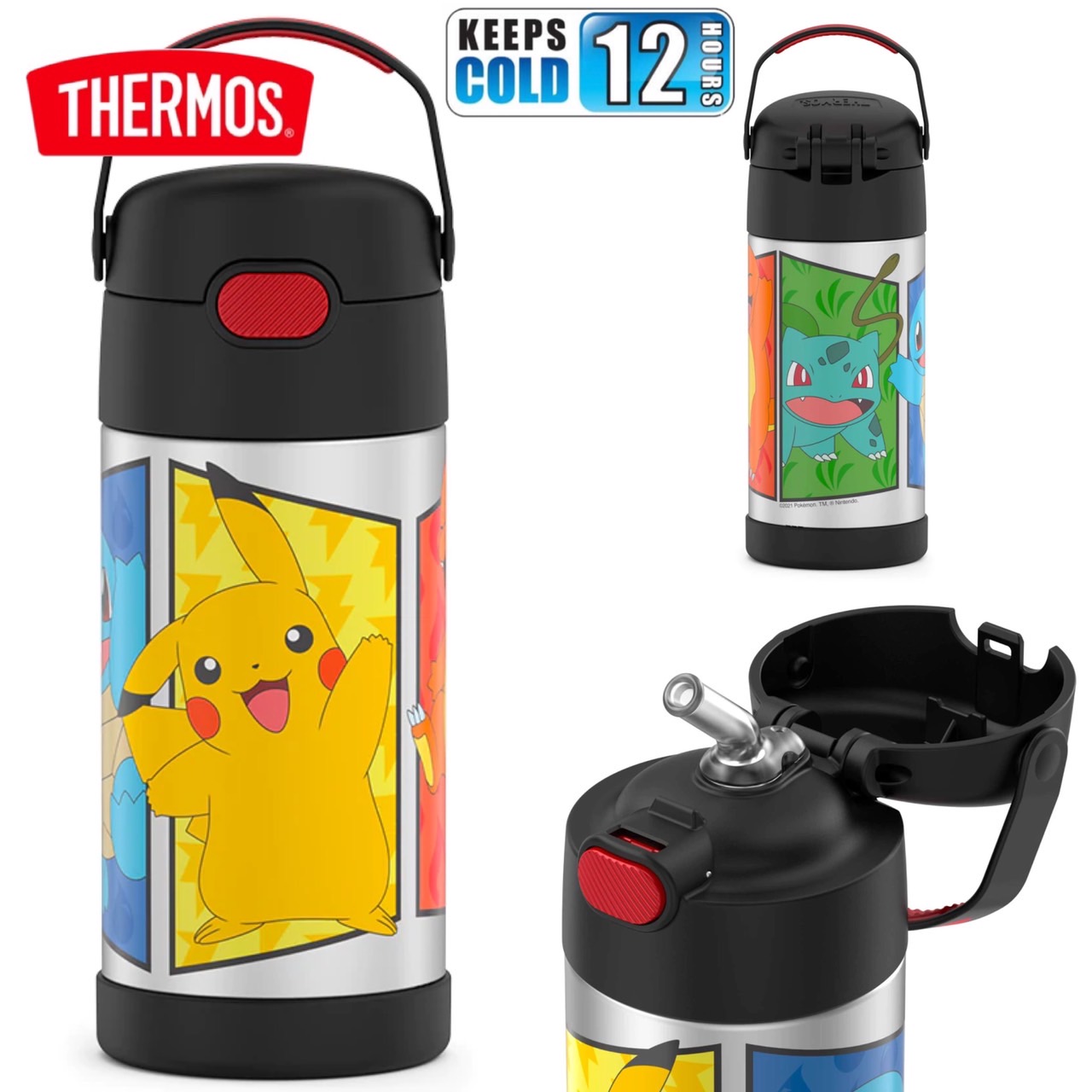 New กระติกน้ำเก็บความเย็น มีหูหิ้ว THERMOS Pokemon FUNTAINER 12 Ounce Pokemon ราคา 990 - บาท